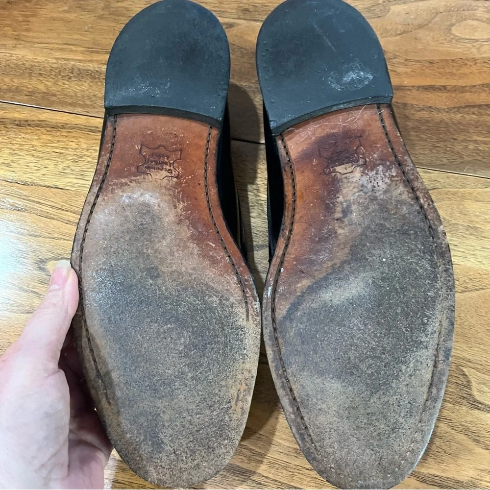 L.L. Bean Black Leather Oxford Tassel Loafers 12B Made in USA‎